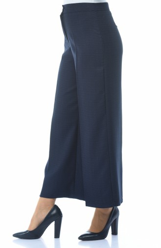 Desenli Bol Paça Pantolon 4243-03 Lacivert
