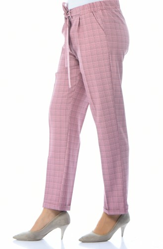 Plaid Straight Leg Trousers 1026-01 Powder 1026-01