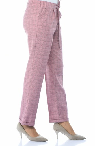 Plaid Straight Leg Trousers 1026-01 Powder 1026-01