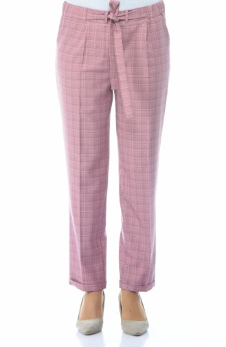 Plaid Straight Leg Trousers 1026-01 Powder 1026-01