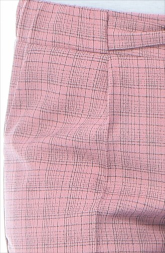 Plaid Straight Leg Trousers 1026-01 Powder 1026-01