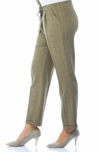 Pantalon a Motifs Carreaux 1026-04 Khaki 1026-04