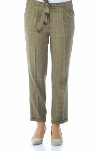 Pantalon a Motifs Carreaux 1026-04 Khaki 1026-04