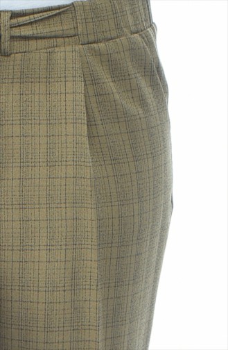 Plaid Straight Leg Trousers 1026-04 Khaki 1026-04