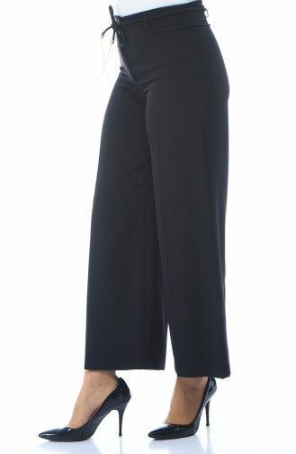 Belted wide Leg Pants 9001-01 Black 9001-01