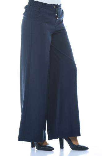 Sensual Loose Trousers Navy Blue 3141-07