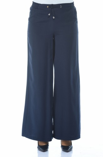 Sensual Loose Trousers Navy Blue 3141-07