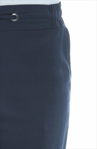 Sensual Loose Trousers Navy Blue 3141-07