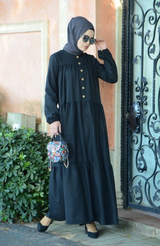 Schwarz Hijab Kleider 8005-01