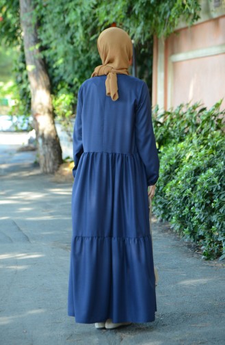 Navy Blue Hijab Dress 8005-02
