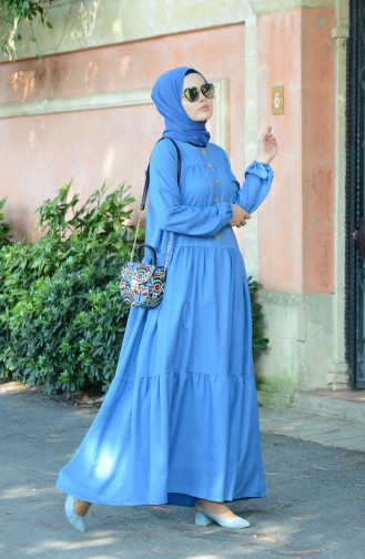 Blue Hijab Dress 8005-06