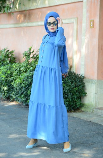 Blau Hijab Kleider 8005-06