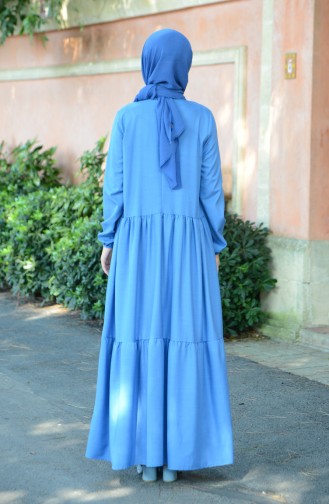 Blau Hijab Kleider 8005-06