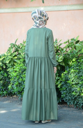 Büzgülü Elbise 8005-07 Yeşil