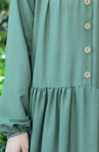 Büzgülü Elbise 8005-07 Yeşil
