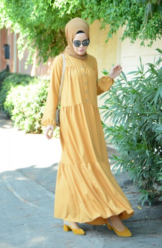 Mustard Hijab Dress 8005-08