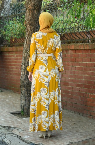 Mustard Hijab Dress 8002-04