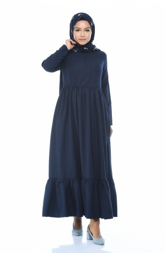 Dunkelblau Hijab Kleider 9098-04