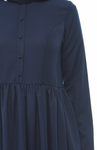 Navy Blue Hijab Dress 9098-04