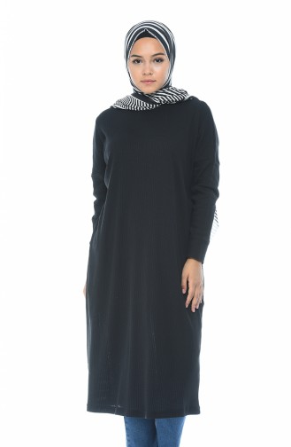 Bisiklet Yaka Tunik 2230-01 Siyah