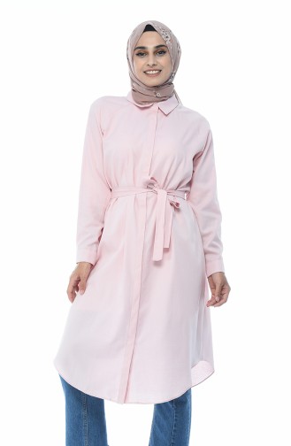 Oxford Kuşaklı Tunik 6245-03 Pudra