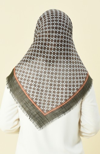 Plaid khaki cotton scarf 2367-03