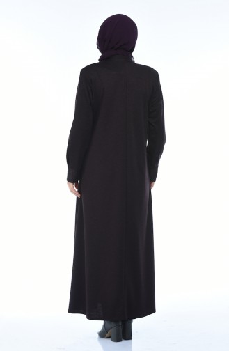 Abaya Hivernal a Dentelle Grande Taille 8212-03 Plum 8212-03