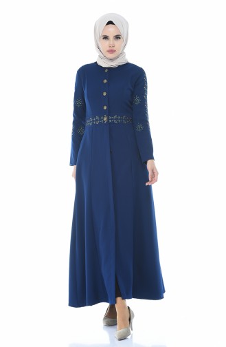 Abaya Brodée 9110-04 Bleu Marine 9110-04