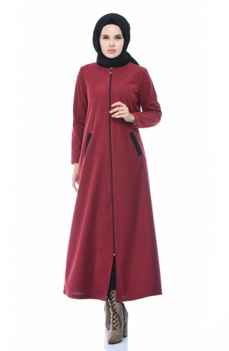 Abaya with Zipper Plum color 0090-01