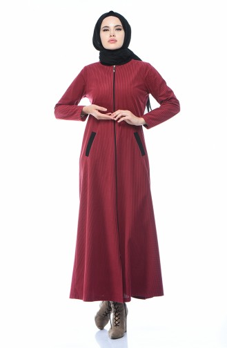 Abaya with Zipper Plum color 0090-01