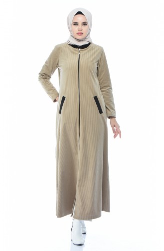 Abaya with Zipper Beige 0090-04