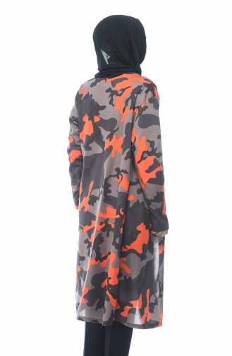Camouflage Patterned Cardigan Mink 7924-01
