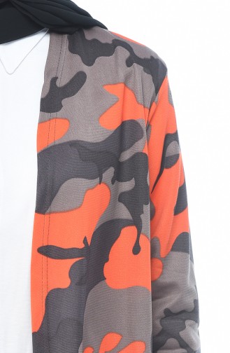 Camouflage Patterned Cardigan Mink 7924-01
