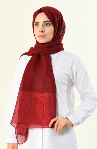 Naturel Simli Şal 13004-35 Koyu Bordo