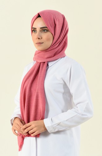 Balık Sırtı Desenli Vual Şal 13109-19 Pembe