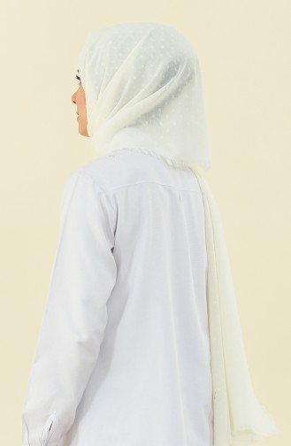 Light beige patterned cotton shawl 901535-01