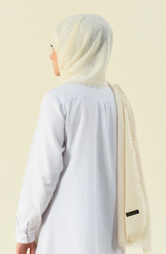 Cream patterned cotton shawl 901535-07