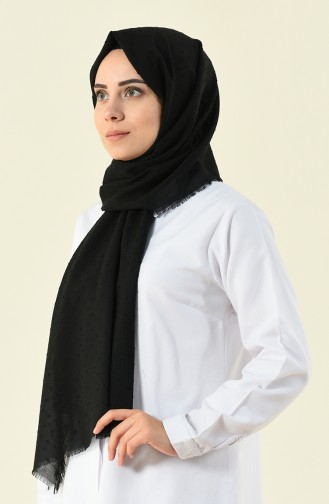 Black patterned cotton shawl 901535-08