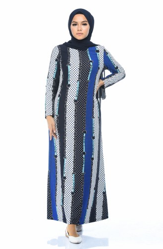 Robe a Motifs 1077-01 Bleu Roi 1077-01