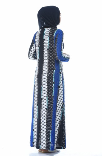 Robe a Motifs 1077-01 Bleu Roi 1077-01