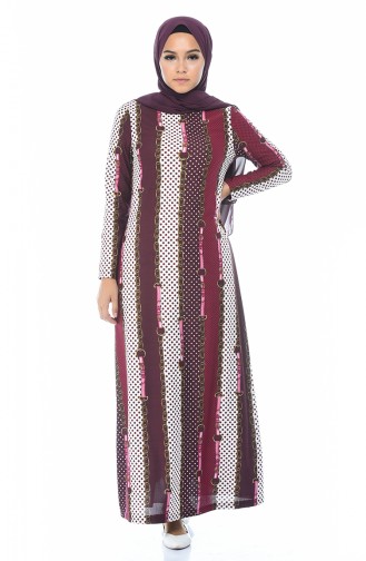 Plum Hijab Dress 1077-02