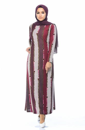 Plum Hijab Dress 1077-02