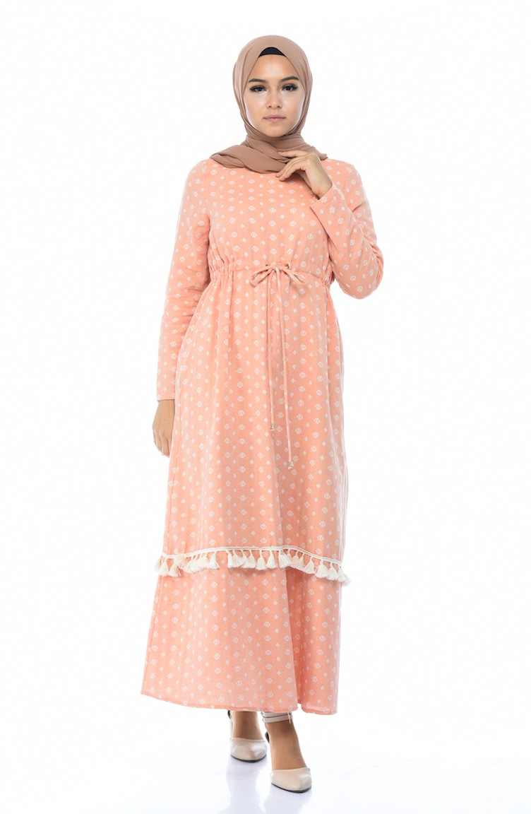 Orange Hijab Dress 8009-03