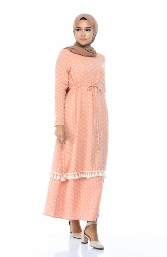 Orange Hijab Dress 8009-03