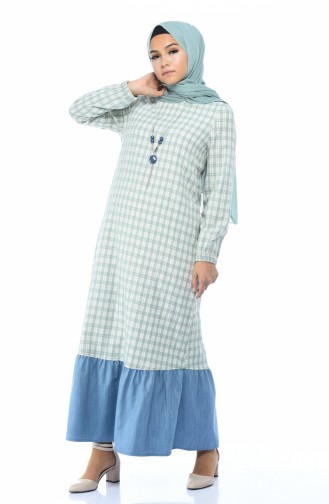 Green Almond Hijab Dress 8014-04