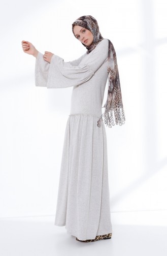 Beige Hijab Dress 5038-11