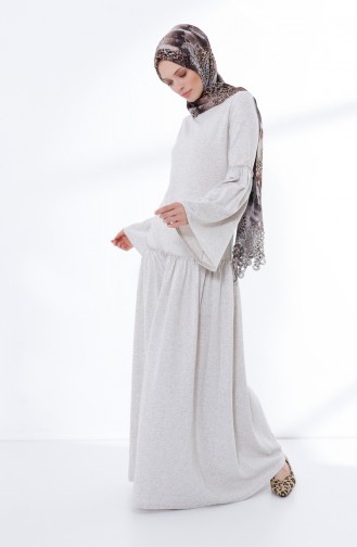 Beige Hijab Kleider 5038-11