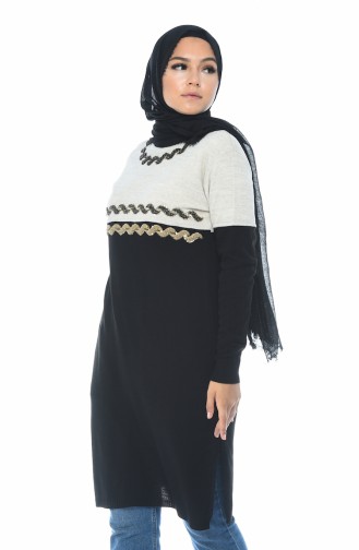 Tricot Embossed Tunic Black 1342-02