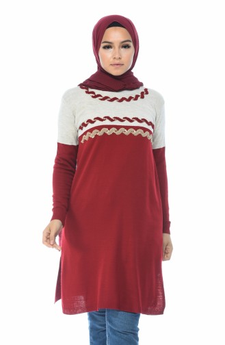 Tricot Embossed Tunic Red 1342-07