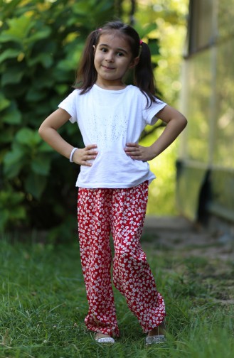 Pantalon Pour Enfant a Motifs 25079-02 Rouge 25079-02